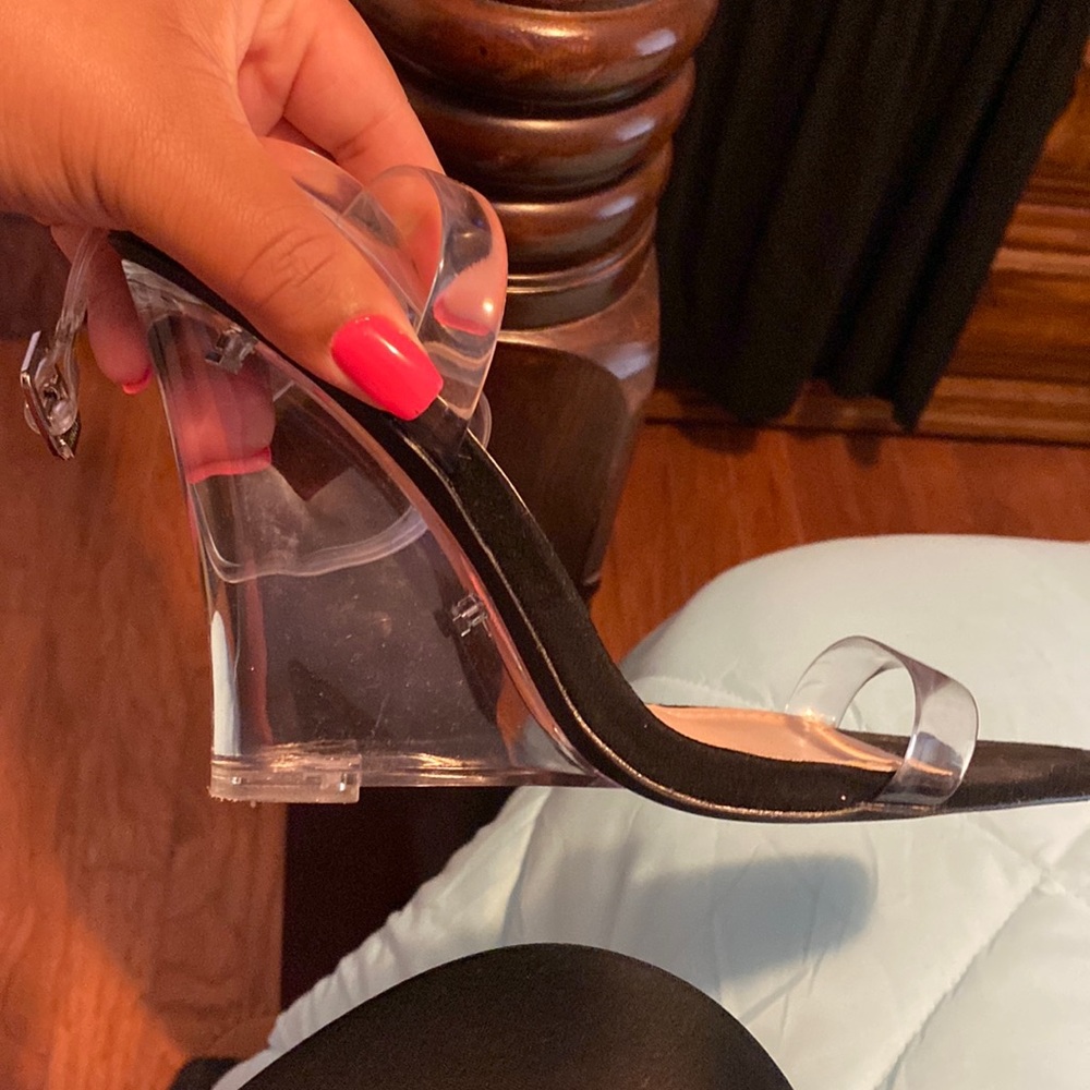 Black Clear Wedge Heel